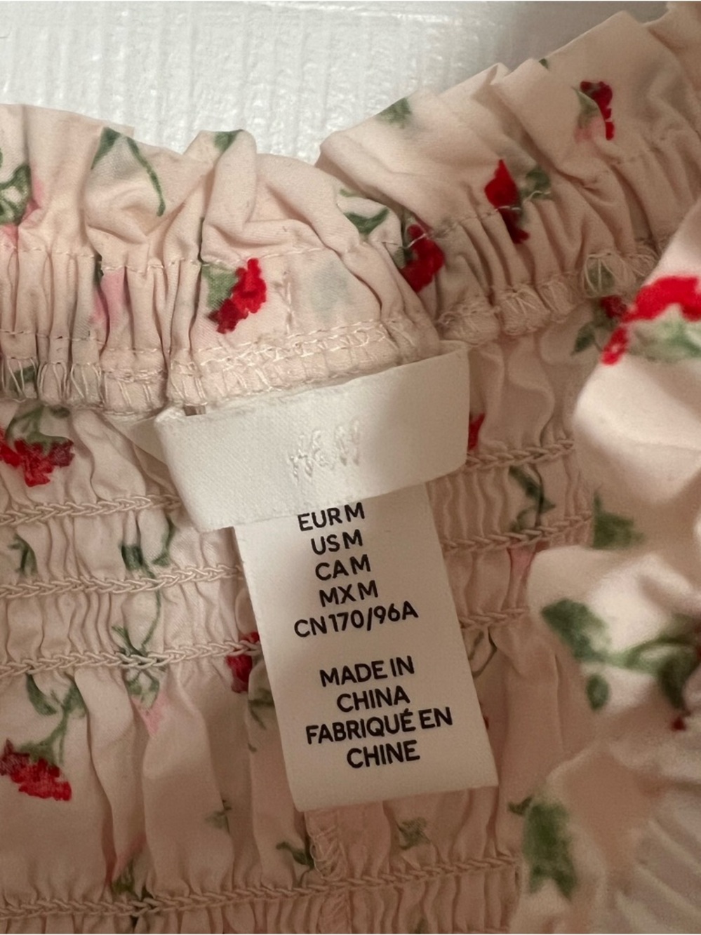 H&M Cream/Small Flowers Off-The-Shoulder Poplin Midi dress - Picture 4 of 7